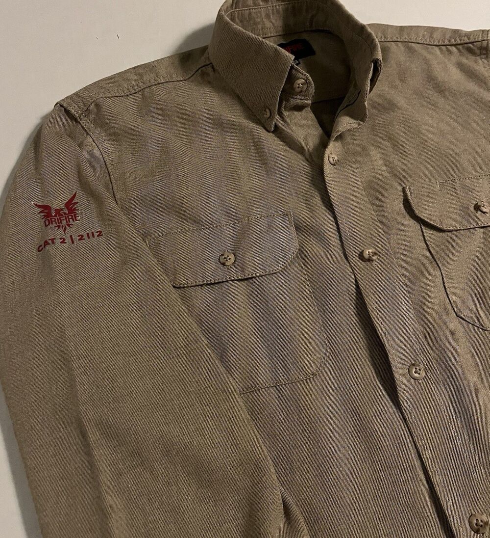 DRIFIRE Tecgen Long Sleeve Fire Resistant FR AR CAT 2 Shirt Tan Khaki SMALL Work